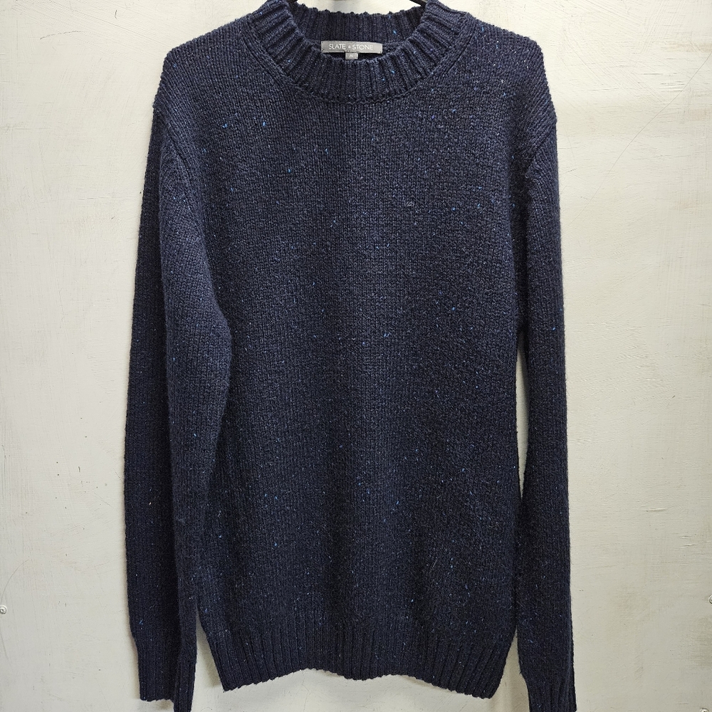SLATE & STONE Mens Medium Navy Sweater Wool Blend Spring Fall